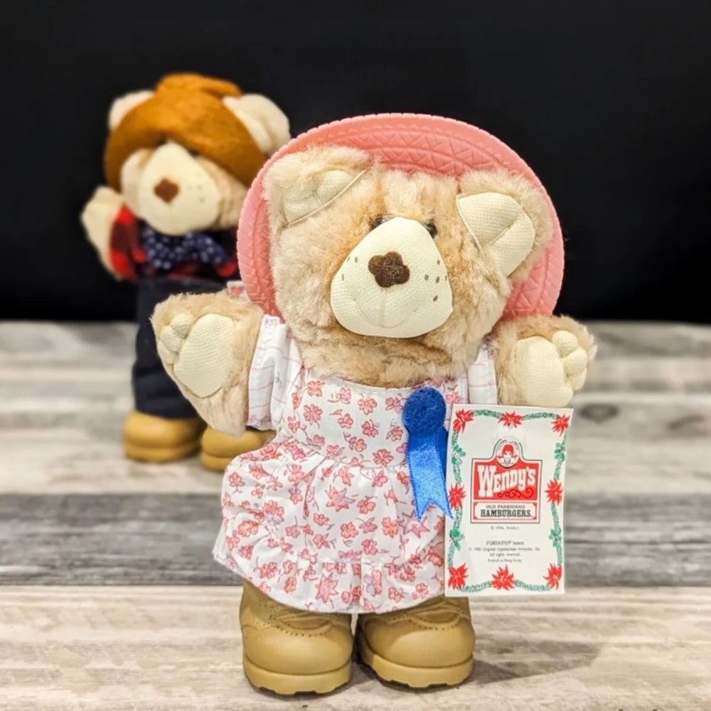 NEW Wendy's Promo Furskins Plush Teddy Bear 1986 Hattie Vintage New